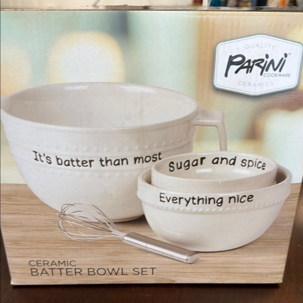 Parini Ceramic Batter Bowl Set - White